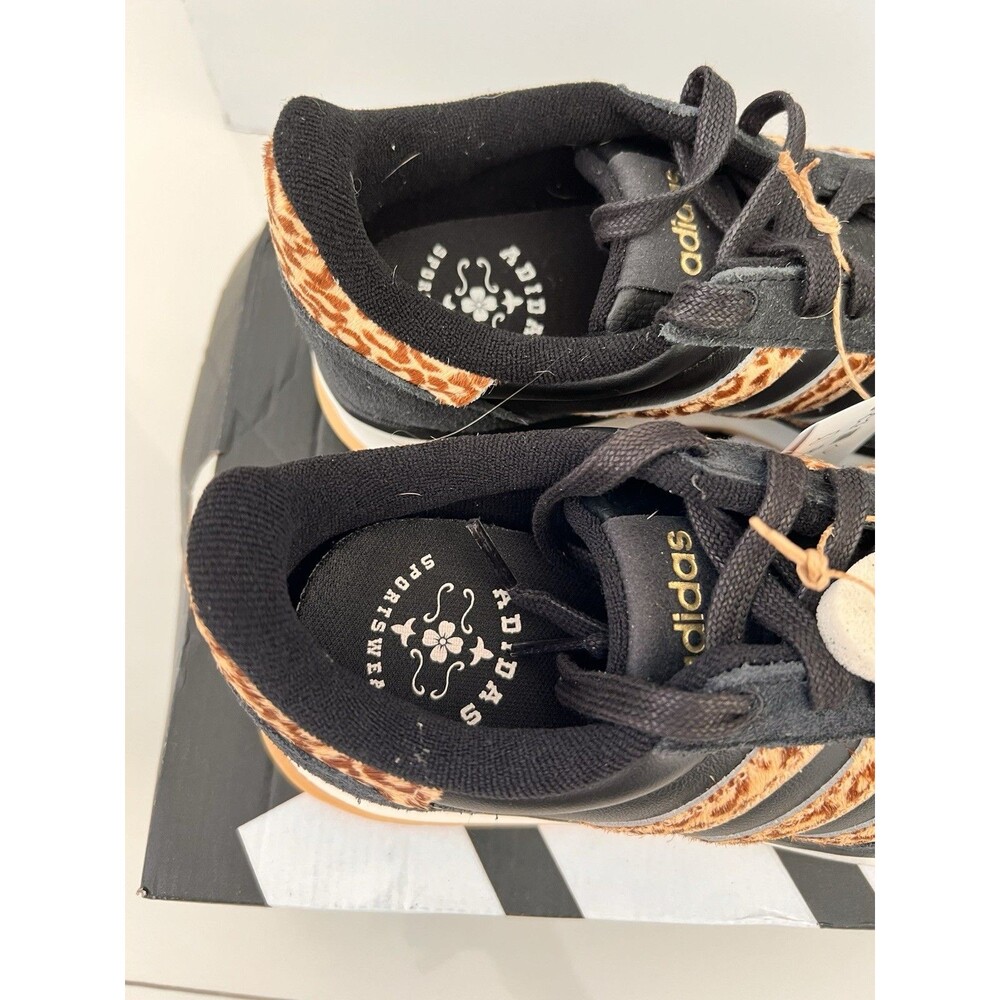 ADIDAS RUN 70s 2.0 K15790 Leopard Cheetah Black Magic Beige Real Fur  7 W 5.5Y - Picture 4 of 14
